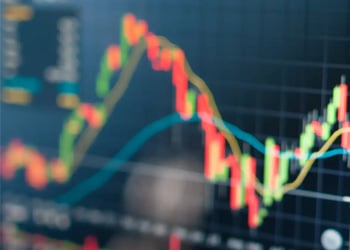 Rising financial chart with indicators