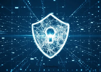 Digital shield with glowing lock